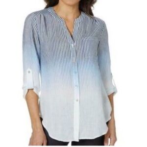 New Directions Blue and White Gradient Blouse